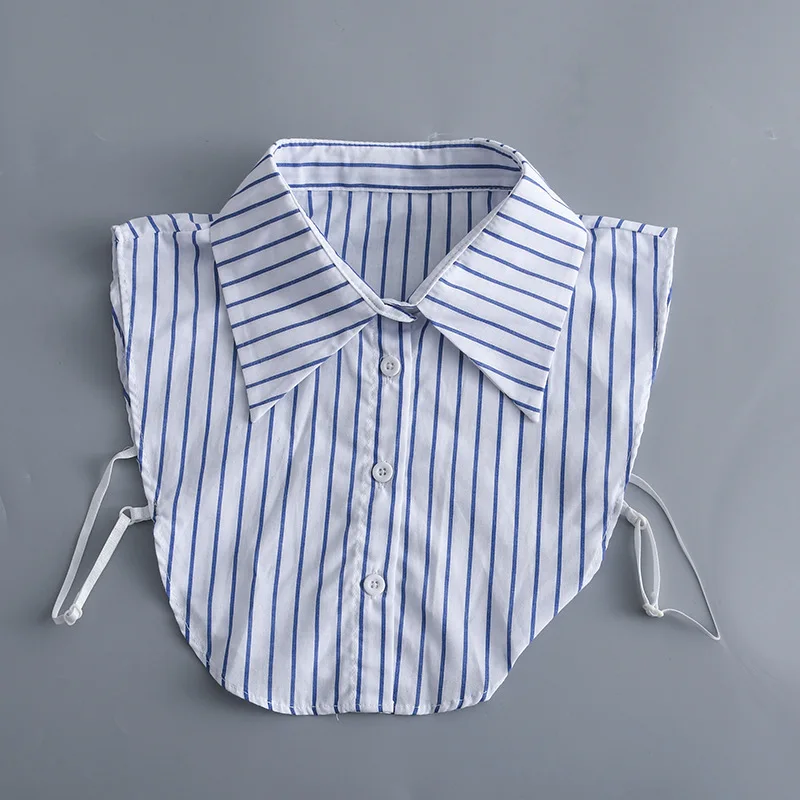 Striped Fake Collar for Woman Shirt Detachable Business Collar Removable Lapel False Collar Girls Fuax Cols Clothing Accessory