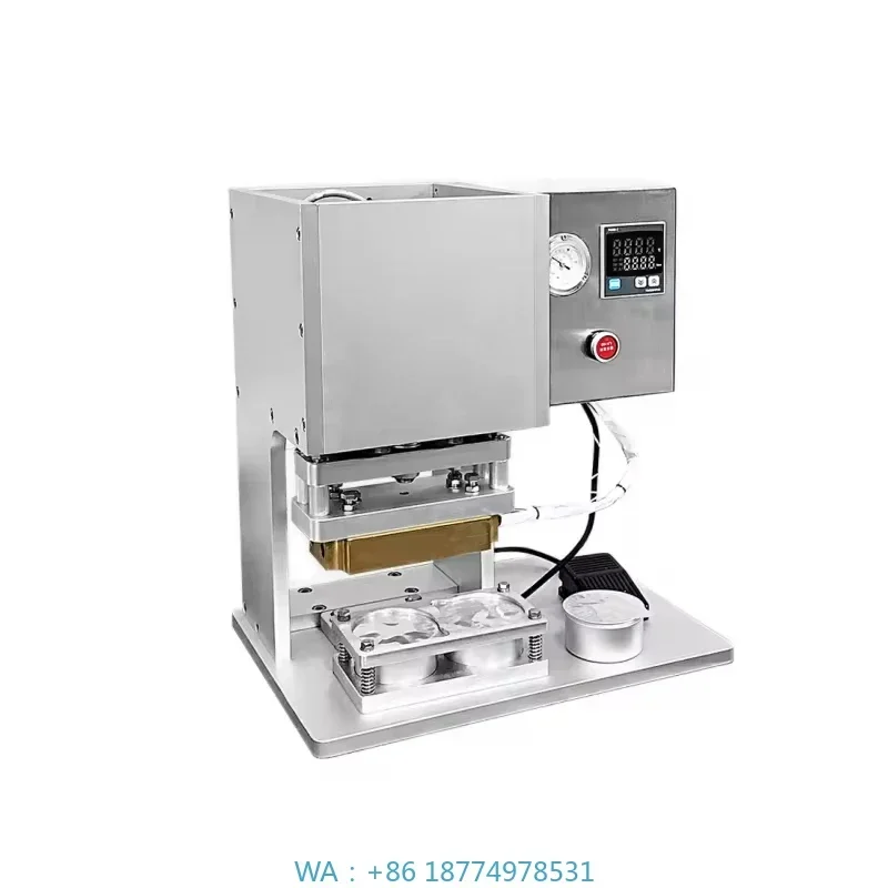 เครื่องซีลแบบพกพา เครื่องบรรจุภัณฑ์ชาแบบกระป๋องเล็ก เครื่องซีลแบบกดร้อนสำหรับแก้วพลาสติก คุณภาพสูง ใช้ฟอยล์อะลูมิเนียม