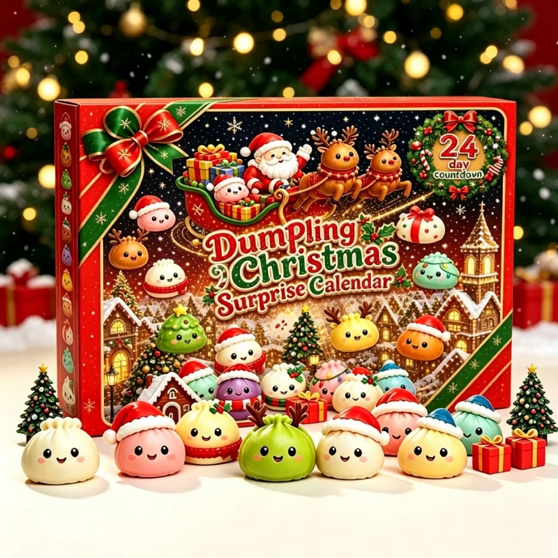 Christmas Squishies Advent Calendar 2026 24 Days Countdown Dumpling Squishy Toys Slow Rising Squeeze Fidget Sensory Decor Gift