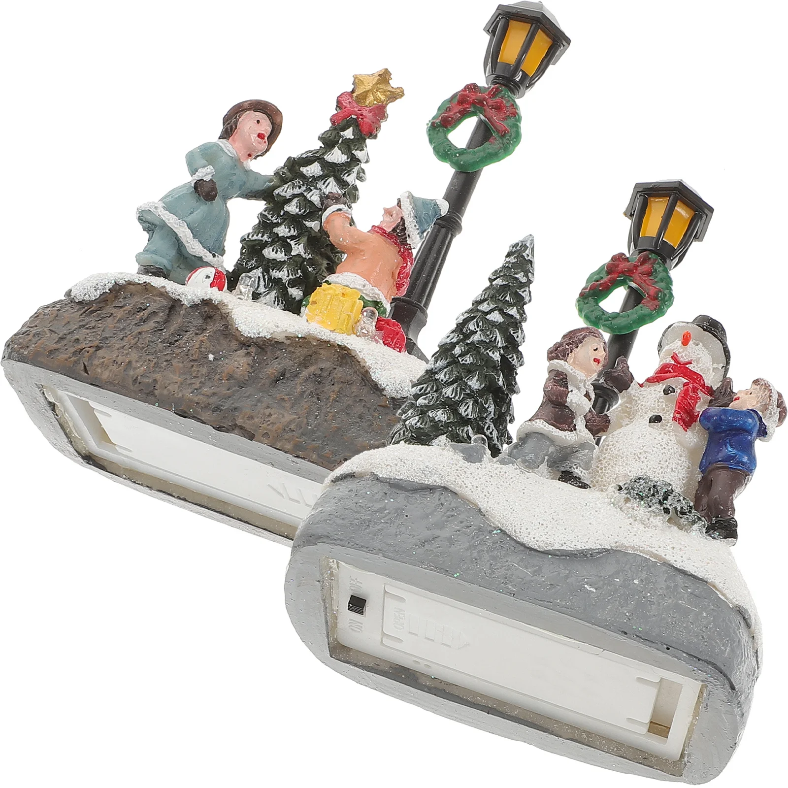 

2Pcs Resin Elegant Home Desktop Ornament for Christmas Holiday Decor Glowing Interior Design Accent