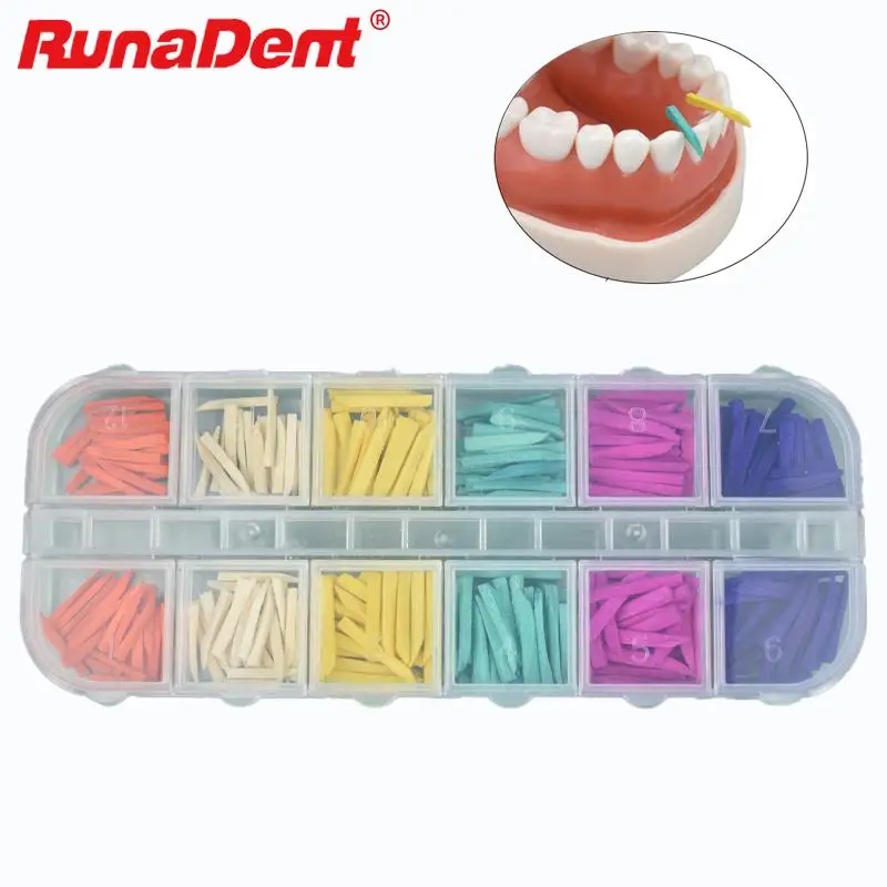 

300Pcs/set Disposable Wooden Dental Wedges Restoration Interdental Composite Contoured Tooth Gap Wedges Materiais