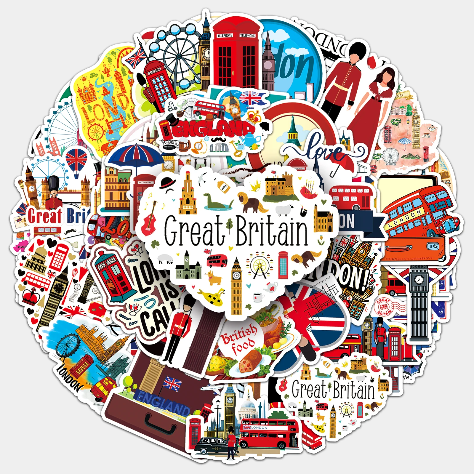

50pc British series Cartoon Cute Graffiti Stickers Suitcase Laptop Skateboard Personalized Stickers