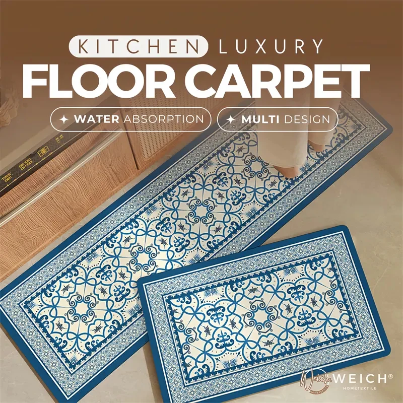 VIKAMA 1/2pcs Vintage American Diatom Mud Mat Oil-Proof Non-Slip Kitchen Rug Water Absorbent Bathroom Mat Home Decoration