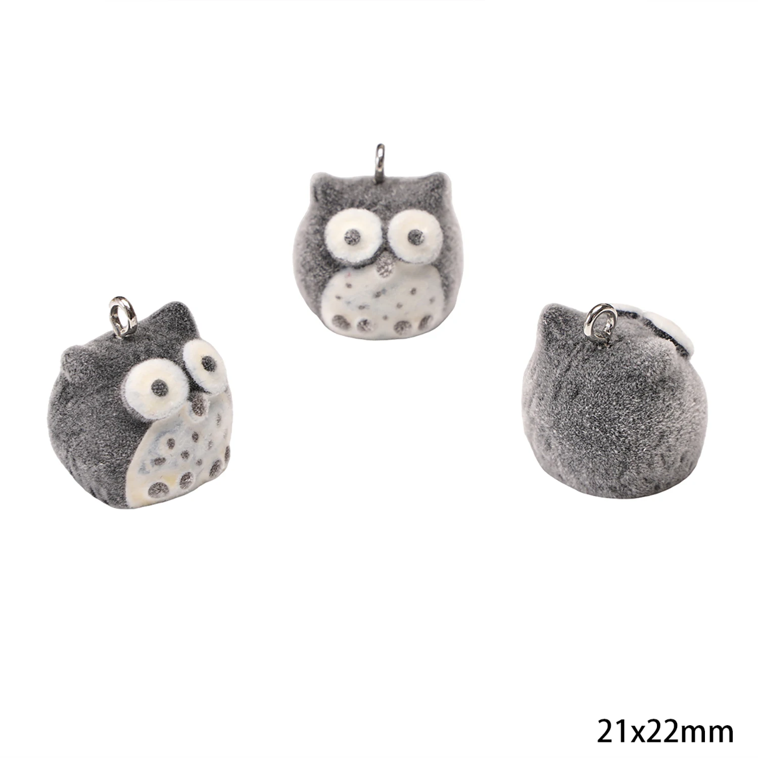 3D Flocking Resin Animal Charms for DIY Jewelry