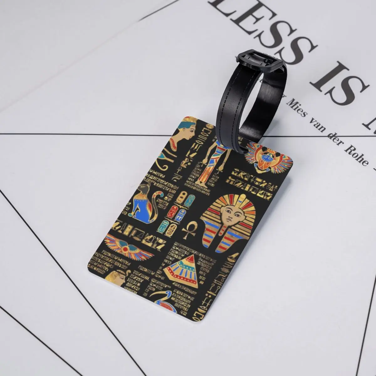 Custom Egyptian Hieroglyphs And Deities Luggage Tag Privacy Protection Egypt Baggage Tags Travel Bag Labels Suitcase