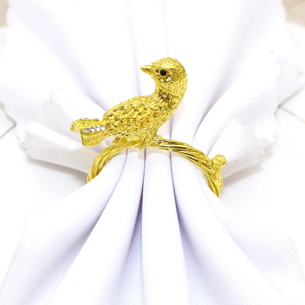 Plated Metal Golden Bird Napkin Ring, Hotel Room Buckle 10Pcs