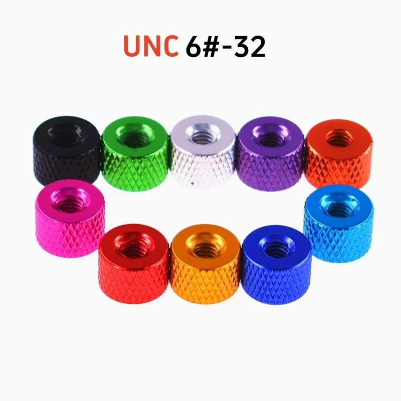2/5/10pcs UNC 6#-32 Anodized Aluminum alloy Knurled Thumb Nut Hand tighten Nut Colourful Through Hole Nuts