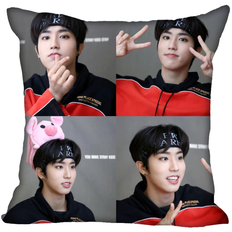 New Han Jisung KPOP Pillow Cover Bedroom Home Office Decorative Pillowcase Square Zipper Pillow Cases 45X45CM Satin Soft No Fade