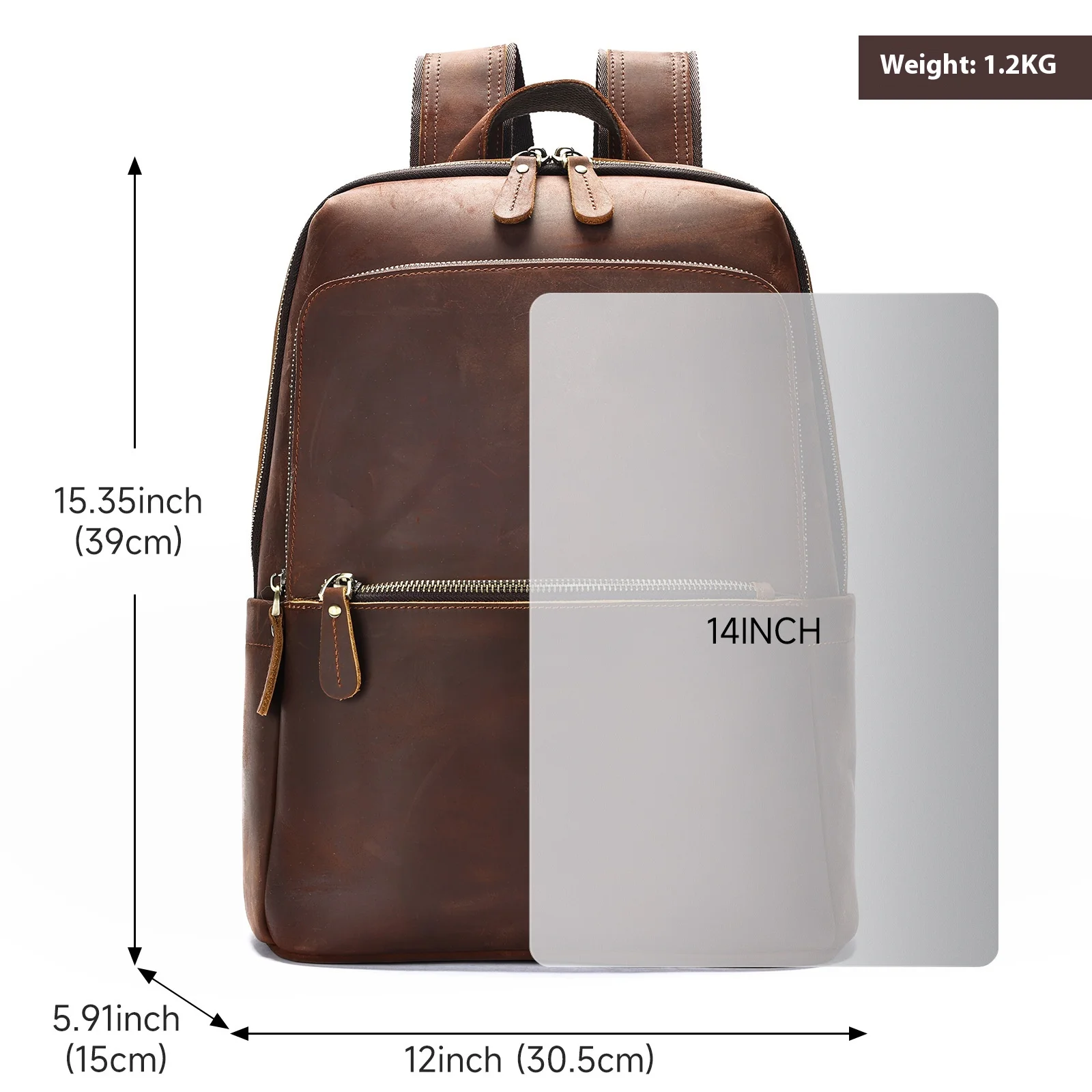 Lederrucksack für Herren – großer Rucksack im Vintage-Stil, lässige Laptoptasche für Arbeit, College, Reisen und den täglichen Gebrauch