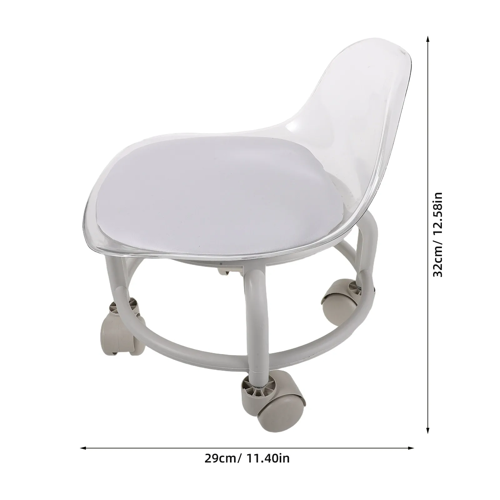Rolling Stool 's Silent Caster Plastic Stool Low Height Comfortable Round Seat for Reading Drawing Homework