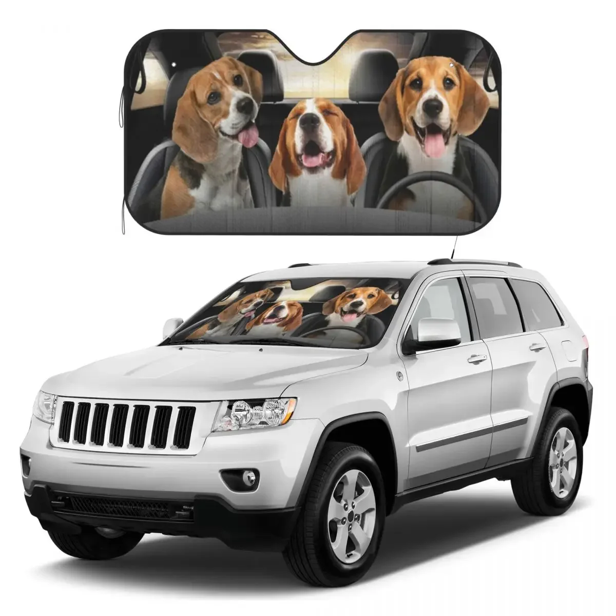 Beagle Dog Funny Car Windshield Sunshade Aluminum foil anti ultraviolet sun visor for automobile windshield