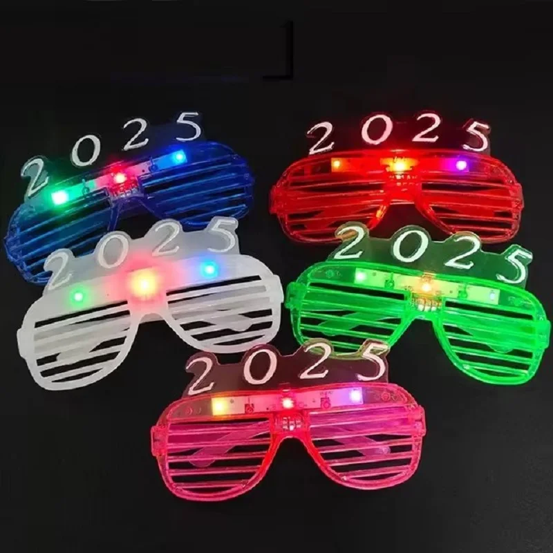 10-50pcs LED 2025 Glasses Glow Party Supplies Light Up Sunglass for Kids Adult Birthday Neon Wedding Thanksgivings Xmas New Year