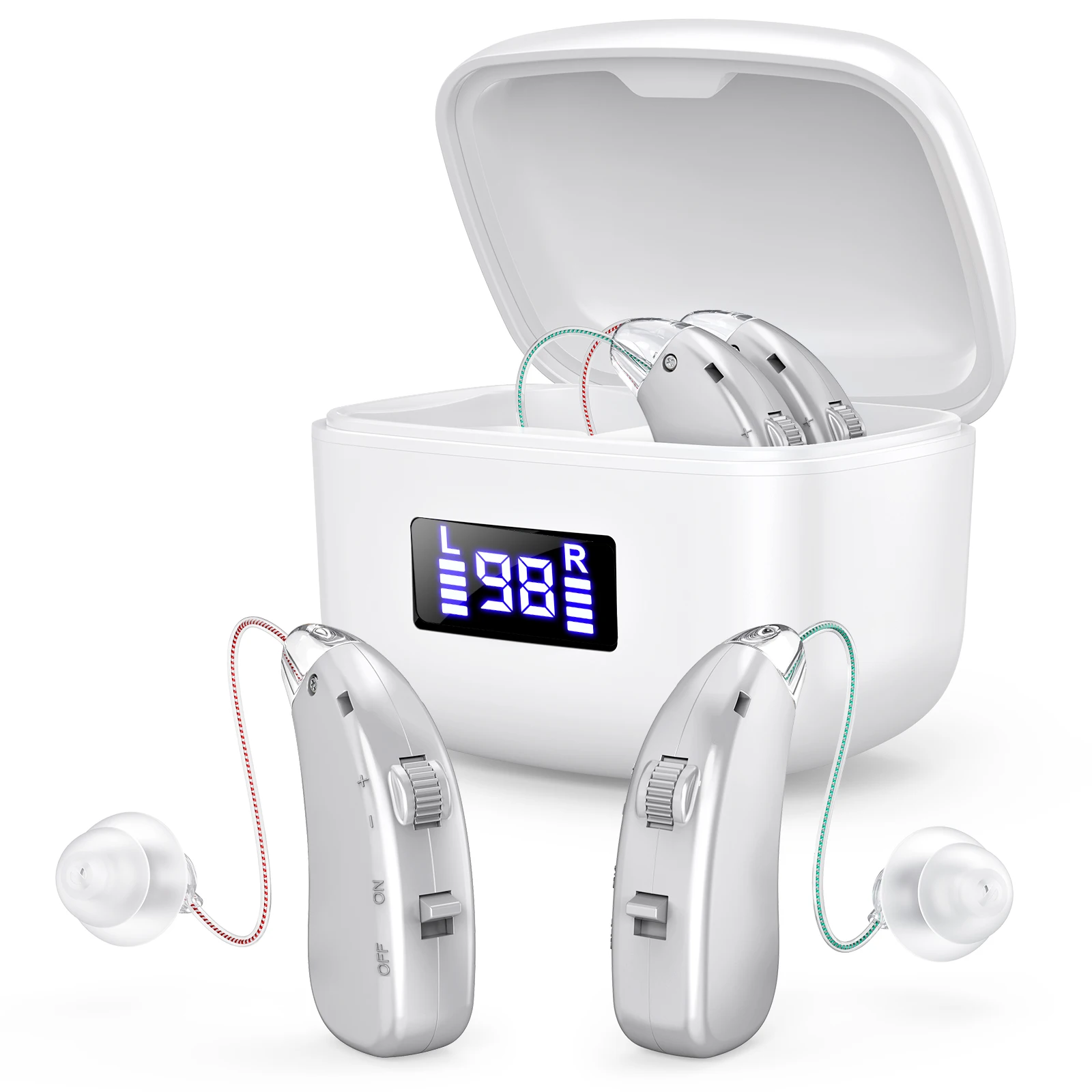 Amplificadores de Som para Ouvido, Fones de Ouvido Recarregáveis Intra-auriculares, Amplificador de Voz para Idosos, Aparelho Auditivo com Baixo Ruído