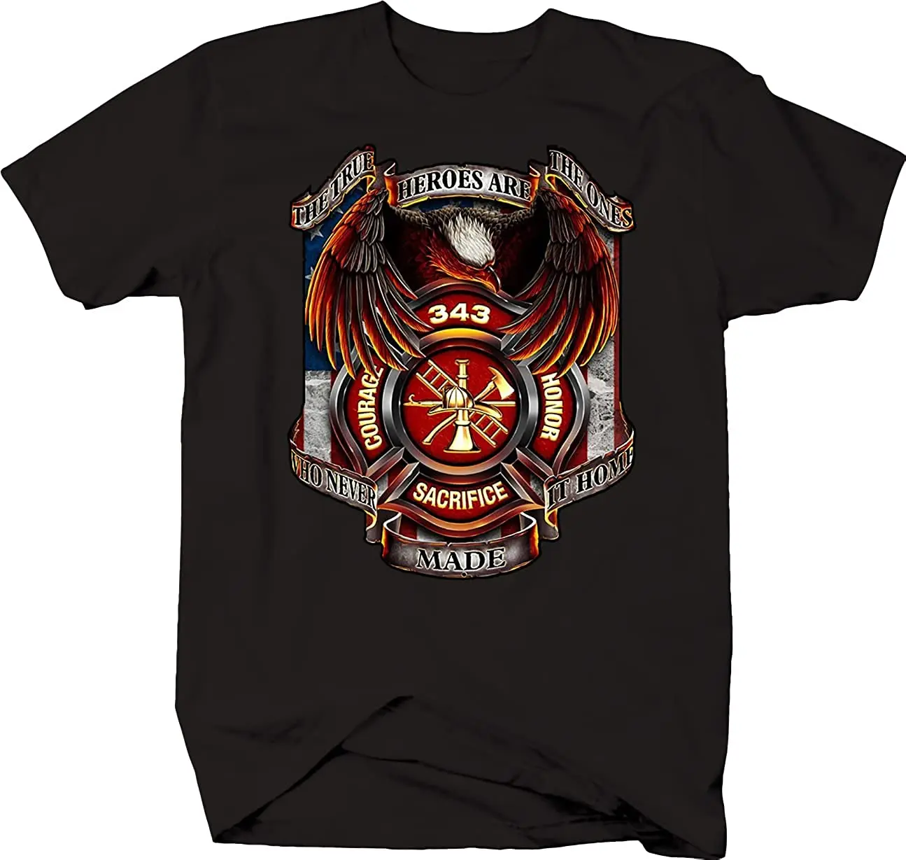 The Ture Heroes Are The One Who Never. American Firefighter T-Shirt 100% Cotton O-Neck Summer Short Sleeve Casual Mens T-shirt