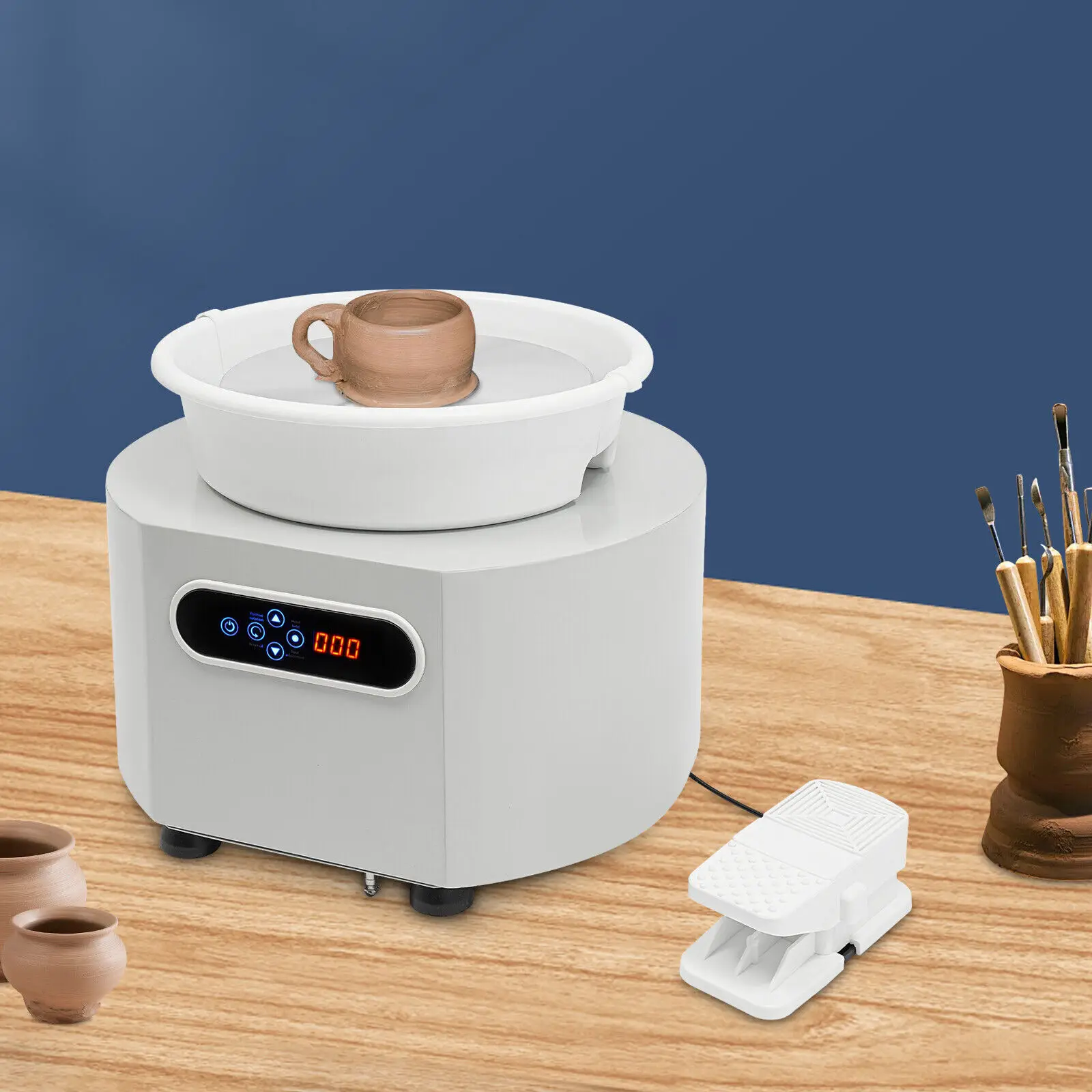 

350W 28cm/11in Pottery Wheel Ceramic Wheel Forming Machine Lift Legs Foot Pedal Tool Kit 0-320Rpm