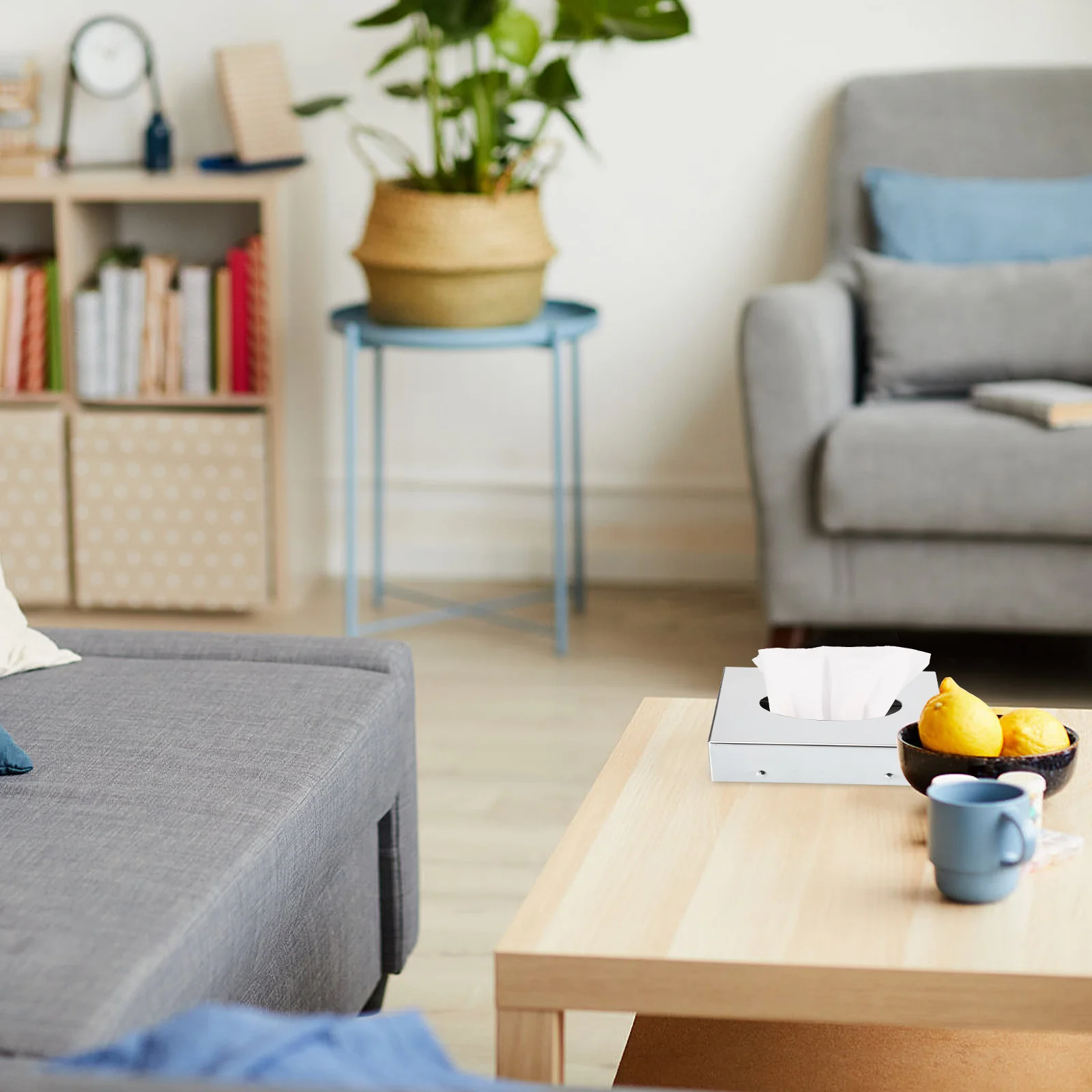 

1pc Mirror Finish Napkin Storage Box Stainless Steel Tissue Paper Holder Desktop Wall-Mounted Multi-Purpose Tissue Dispenser