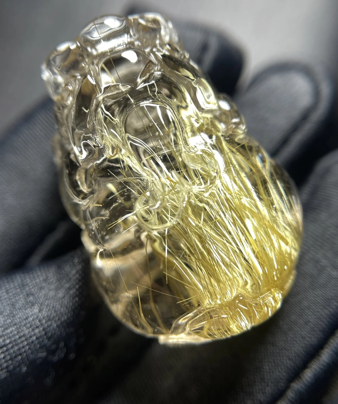 Natural Gold Rutilated Quartz Pendant 31*22.3*19.8mm Pi Xiu Flower Rutilated Quartz Jewelry Men Women Brazil AAAAAAA