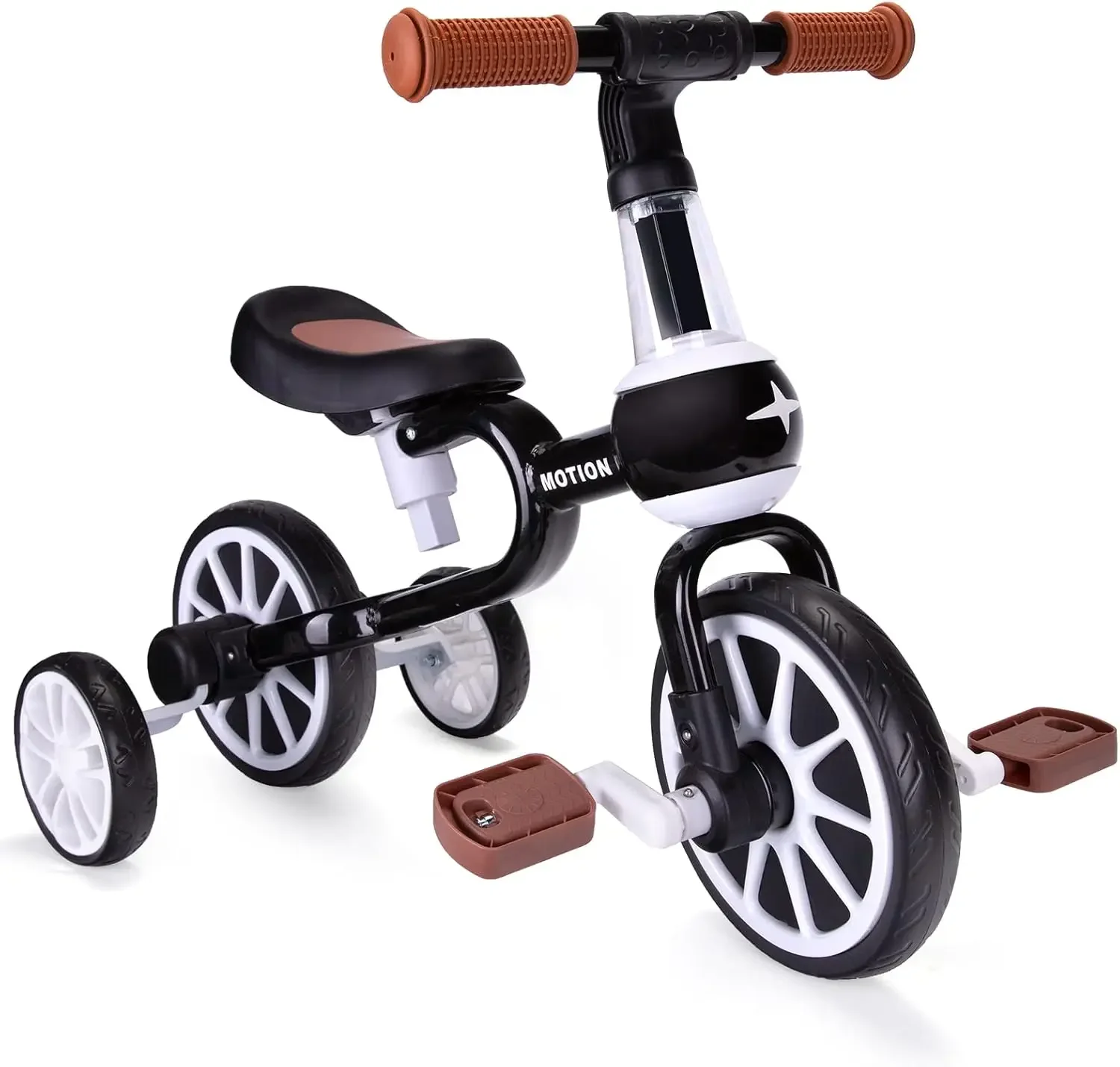 3 in 1 Toddler Bike for 2-4 Year Old Girl Boy, Kids Tricycle with Adjustable Seat, Detachable Pedal and Training Wheels, Baby Ba