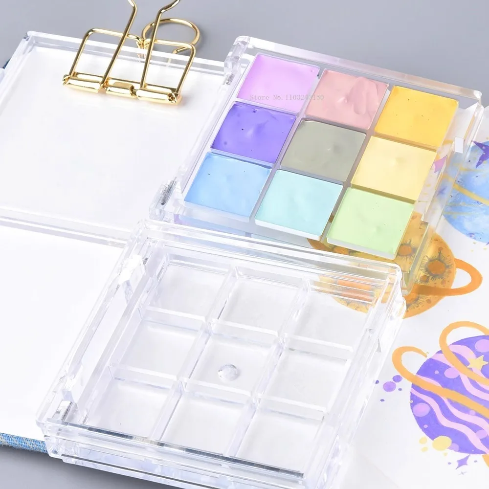 Transparent Watercolor Paint Distribution Box Acrylic Palette Art Supplies Student Outdoor Portable Watercolor Drawing Paint Box