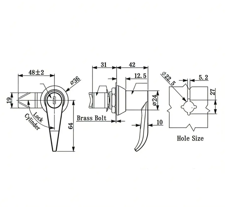 1Set 304 Stainless Steel Electrical Cabinet Door Lock Handle With 2 Keys MS301 MS303 MS304 Polished Hardware Accessories