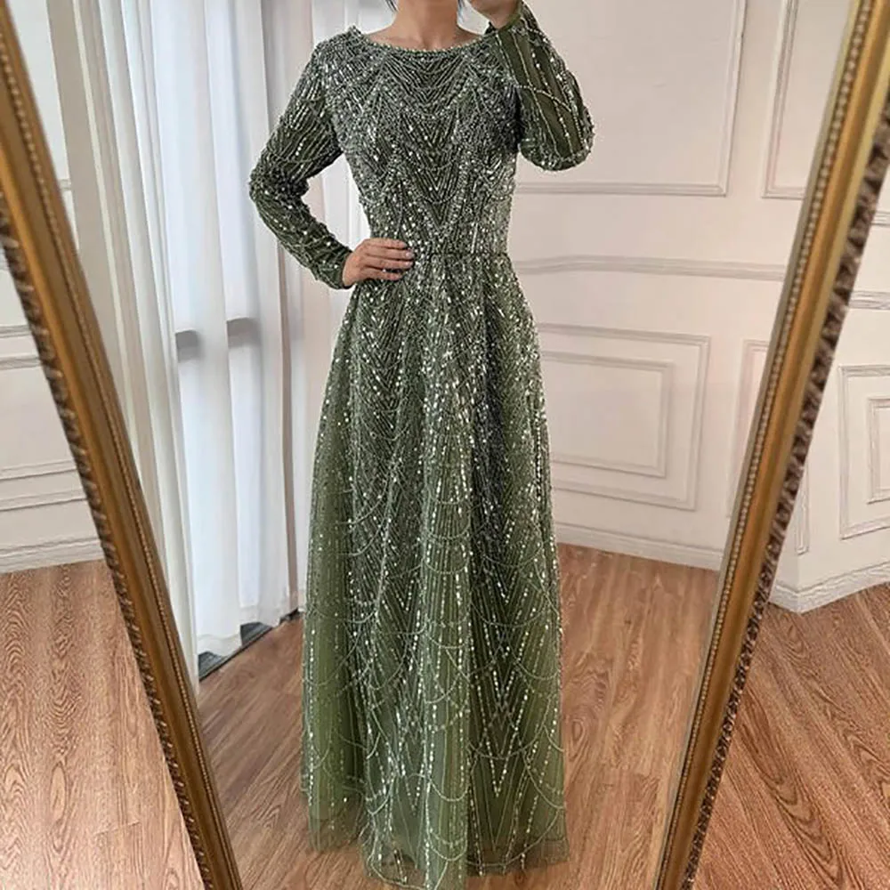 Msikoods Bescheidene Abendkleider, luxuriös, Dubai, lange Ärmel, Perlen, formelles Kleid, Hochzeitskleid, Ballkleid für Frauen, individuell gestaltet