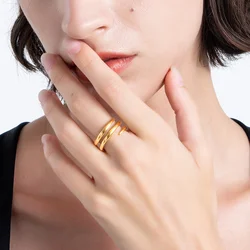 ENFASHION Spiral Line Rings For Women Gold Color Simple Ring Fashion Jewelry Stainless Steel 2021 Party Bague Femme R214087