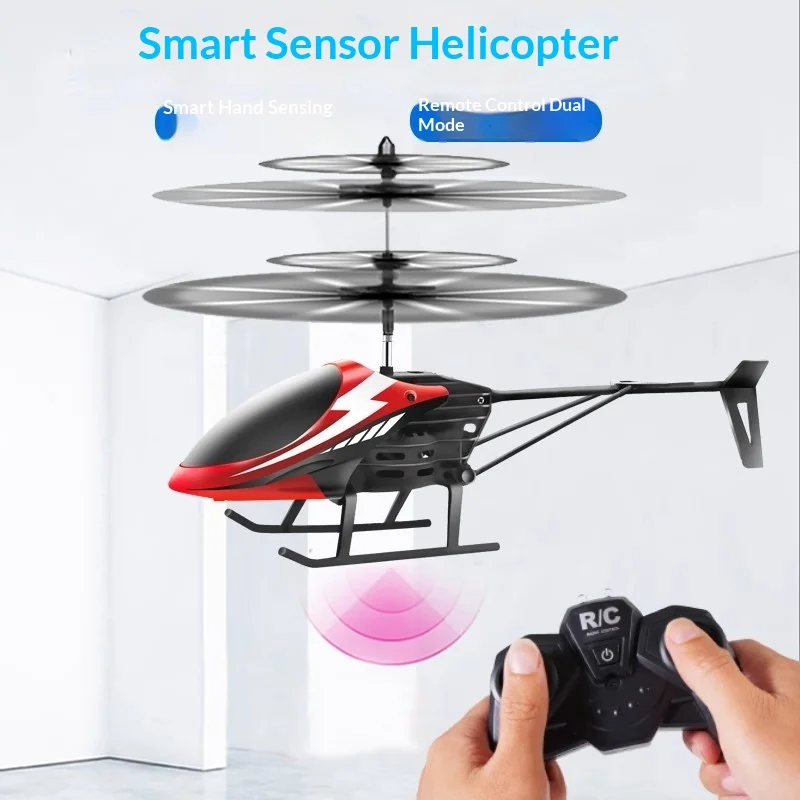 Rc Helicopter Remote Control Aircraft Induction Flying Toy Durable Electric Drone For Indoor Home Entertainment