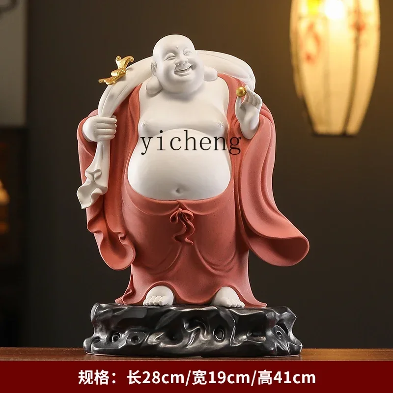 X9 Ceramic Maitreya Buddha Bodhisattva Big Belly Buddha Statue Happy Laughing Buddha Ornament