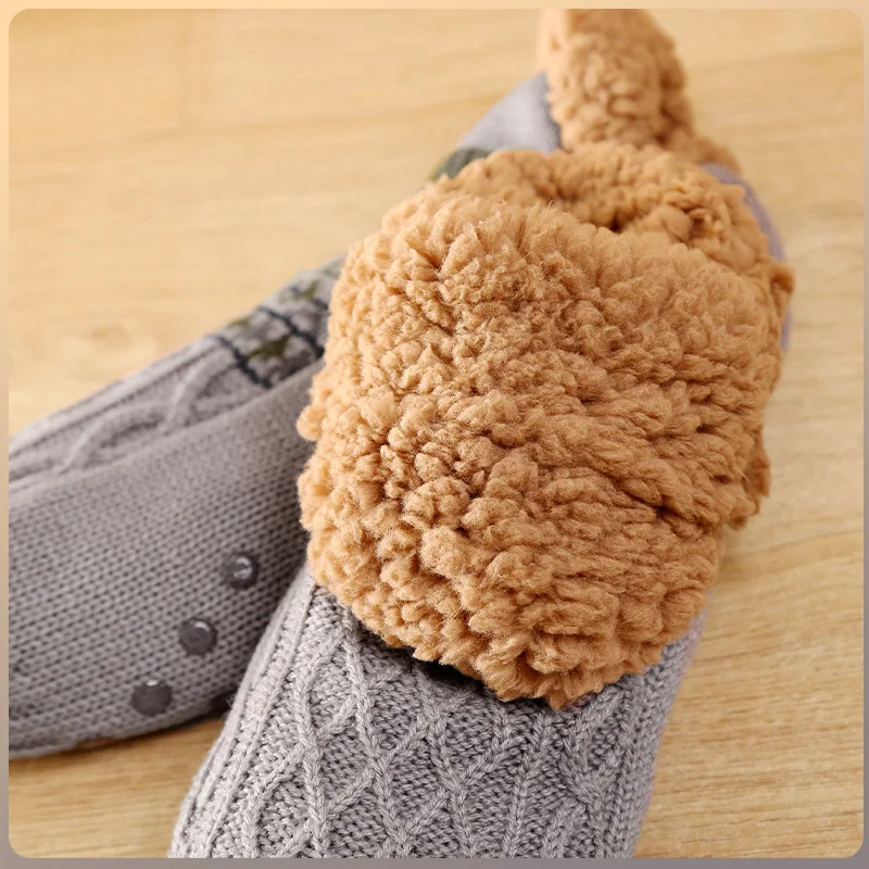 

1Pair Men's Winter Warm Socks with Anti-Slip Design Super Soft Lined Short Indoor Home Leisure Floor Socks