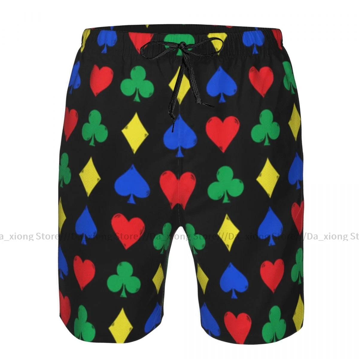 Mens Swimming Shorts Swimwear Colorful Card Suits Poker Pattern Trunks Swimsuit Beach Wear Boardshorts