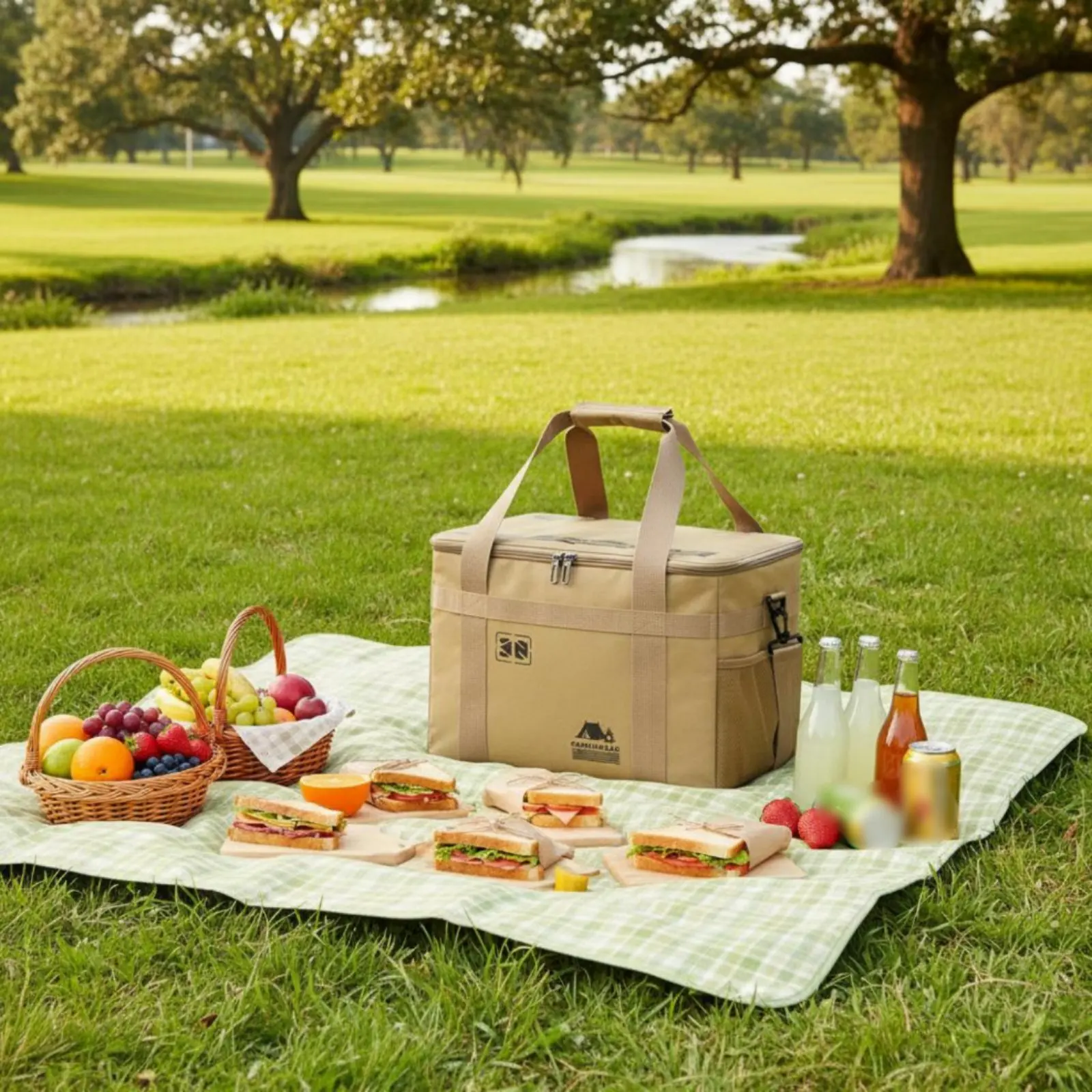 Camping Cookware Storage Bag Wear-Resistant Outdoor Kitchen Organizer Large Capacity Gear Bag Adjustable Dividers