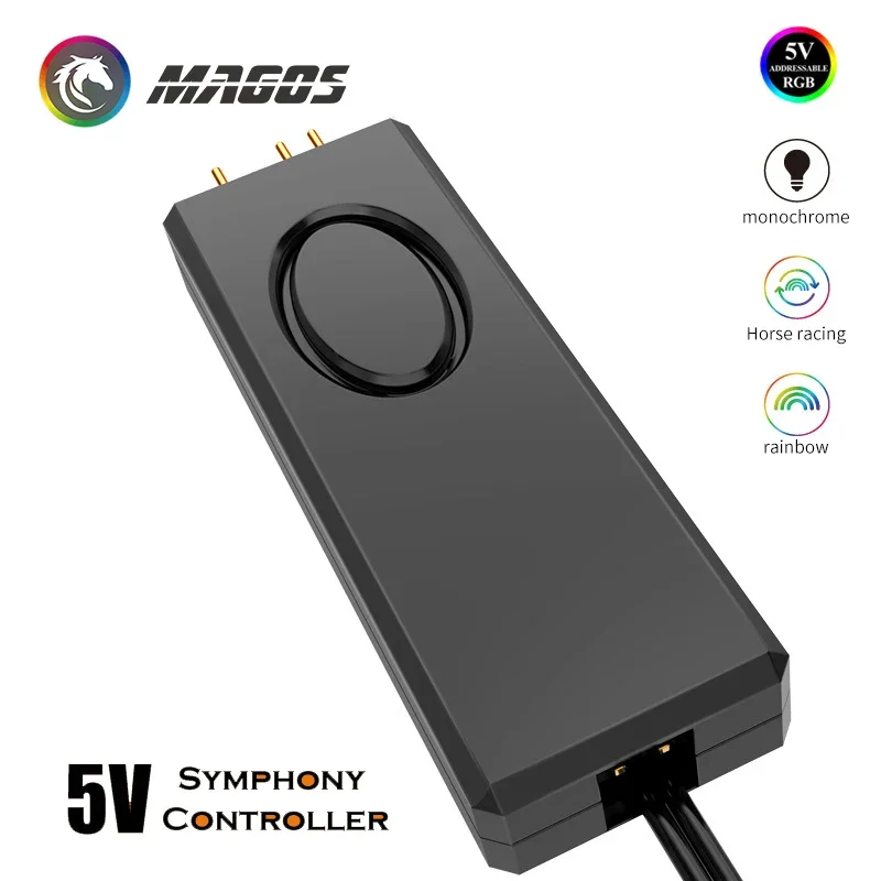 5V ARGB-controllerapparaten, handmatige bediening om monochrome / regenboog / knipperende RGB-effecten te bereiken, SATA-voeding RC01