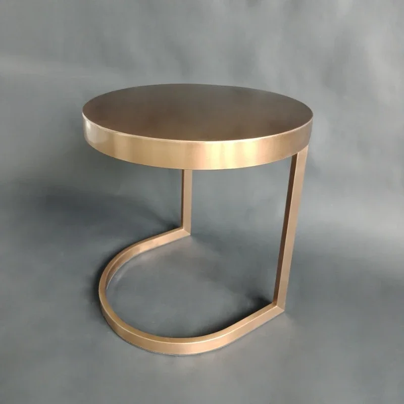 حافة أريكة حديثة بسيطة مستديرة من الفولاذ المقاوم للصدأ عدد قليل من الديكور الناعم مصمم فيلا فندق الإقامة المنزلية غرفة المعيشة أريكة الزاوية عدد قليل من #2