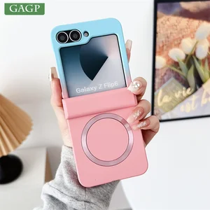 Zflip 6 Samsung Galaxy Z Flip 6 5 4 3 Flip6 Flip5 3 in 1 Hinge Protection Liquidカバーの豪華勾配マグサフケース 10ベストセールスサムスンギャラクシーZフリップケースセーラームーン-88