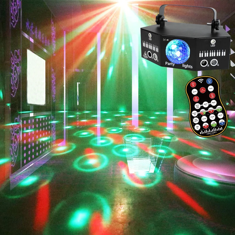 HCWE Iron Fan Disco Magic Ball Party Lights LED Night Light DMX Laser Beam Projector Christmas Halloween Wedding Room Decoration