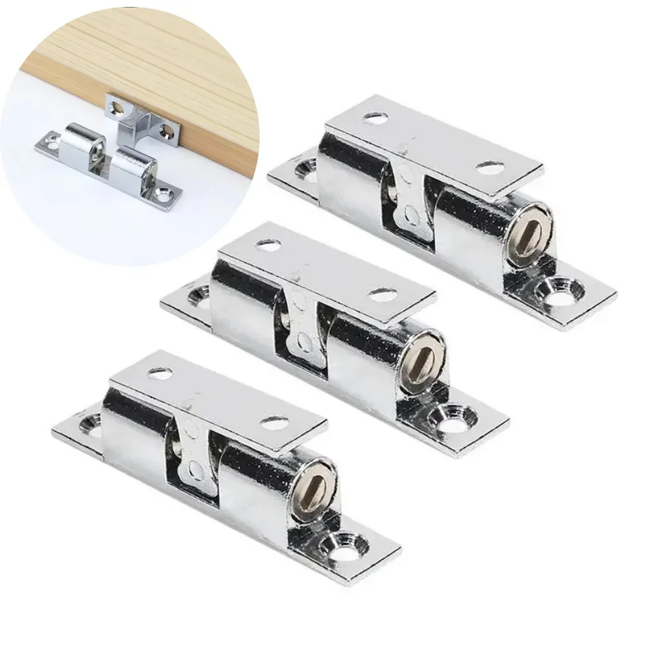 Double Spring Steel Ball Catch Latch for Furniture Cupboard Cabinet Door Damper Buffer Adjustable Closet Tension Latch Hardware