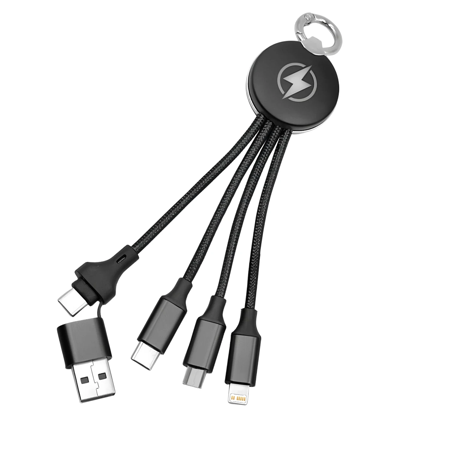 Key Ring 5IN1 Multiple-ports Type-C USB Fast Charging Cord For iPhone 17 Pro Max 11 Xiaomi Micro Ultrashort Data Wire LED Light