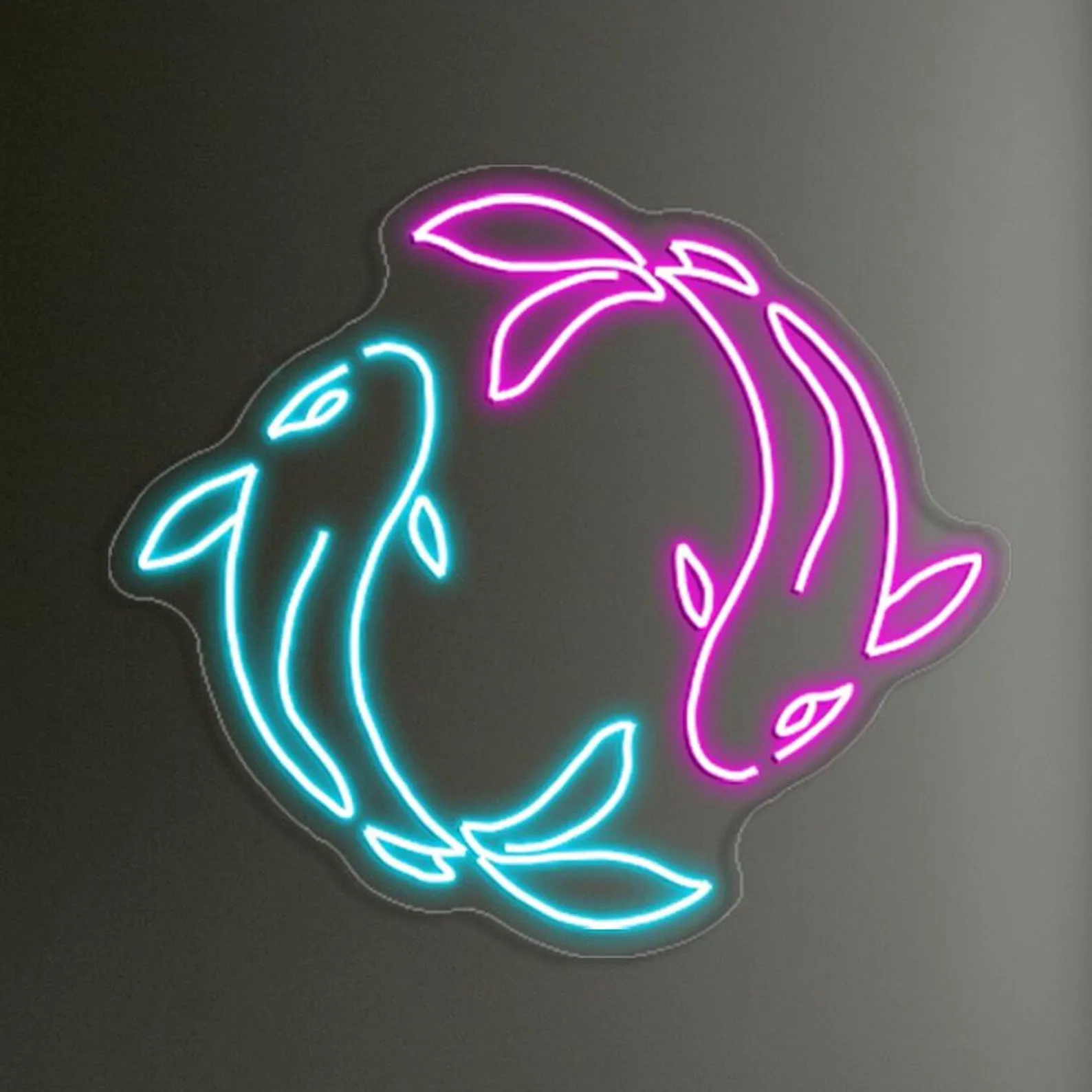 Koi Fish Neon Sign,Koi Wall Decor,Yin Yang Inspired Neon Decor,Modern Home Wall Sign,Zen Neon Wall Sign,LED Neon Wall Art