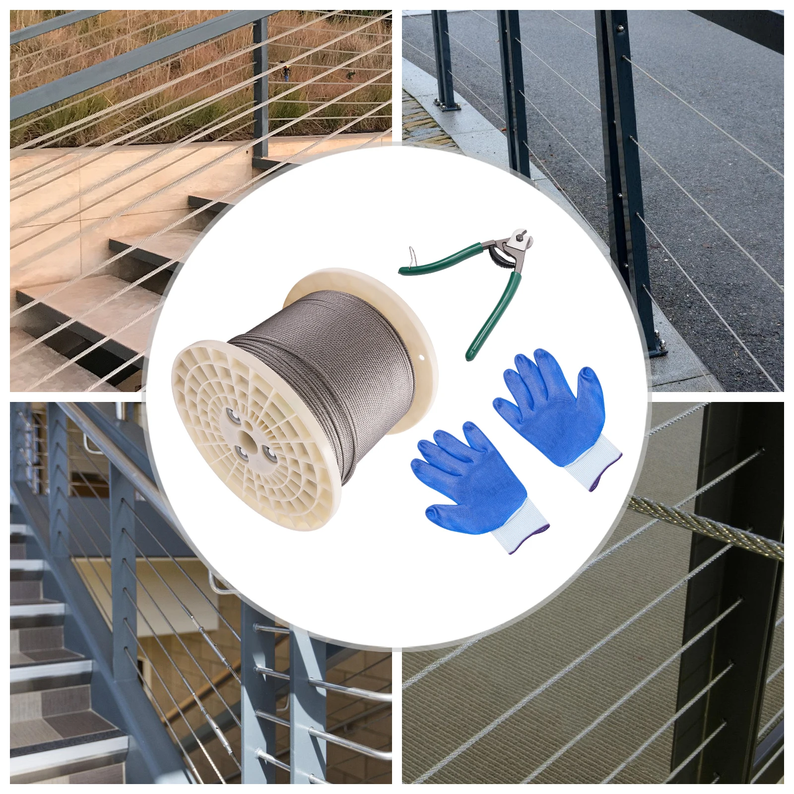 316 Braided Stainless Steel Wire, Deck Railing Cable, Stainless Steel Wire Rope, Braided Stainless Steel Cable, for Deck Railing, Balcony and Outdoor Projects