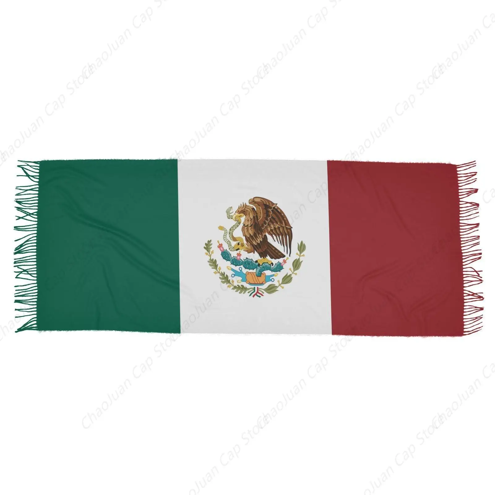 

Женский шарф с мексиканским флагом, шаль, кашемировые шарфы, модный мягкий зимний теплый большой шарф с кисточкой