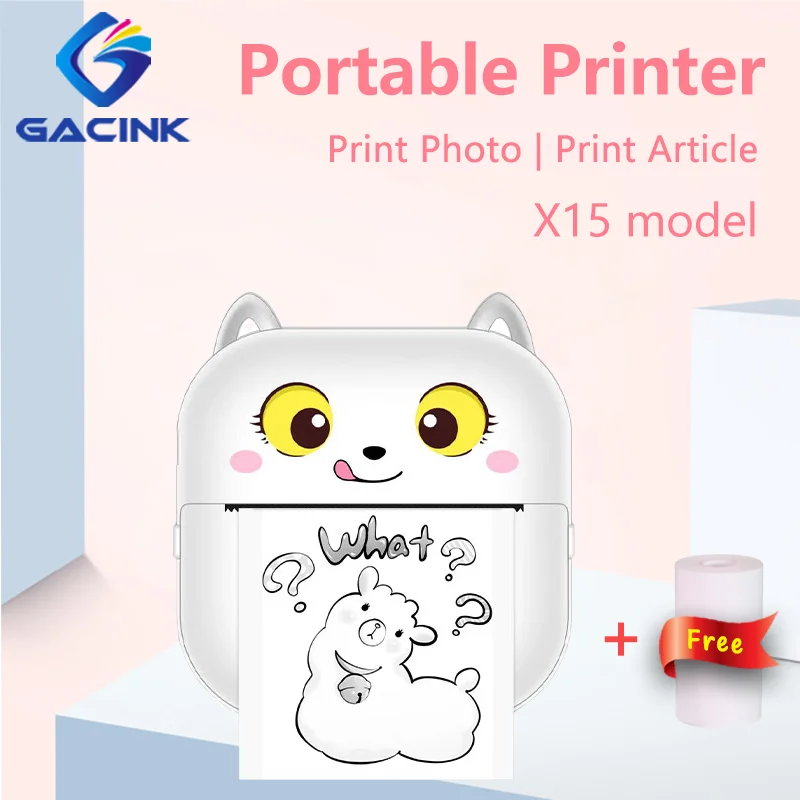 

Mini Portable Thermal Printer X15 Photo Pocket Printer 57mm Printing Wireless Bluetooth Android IOS Printers For Child Birthday