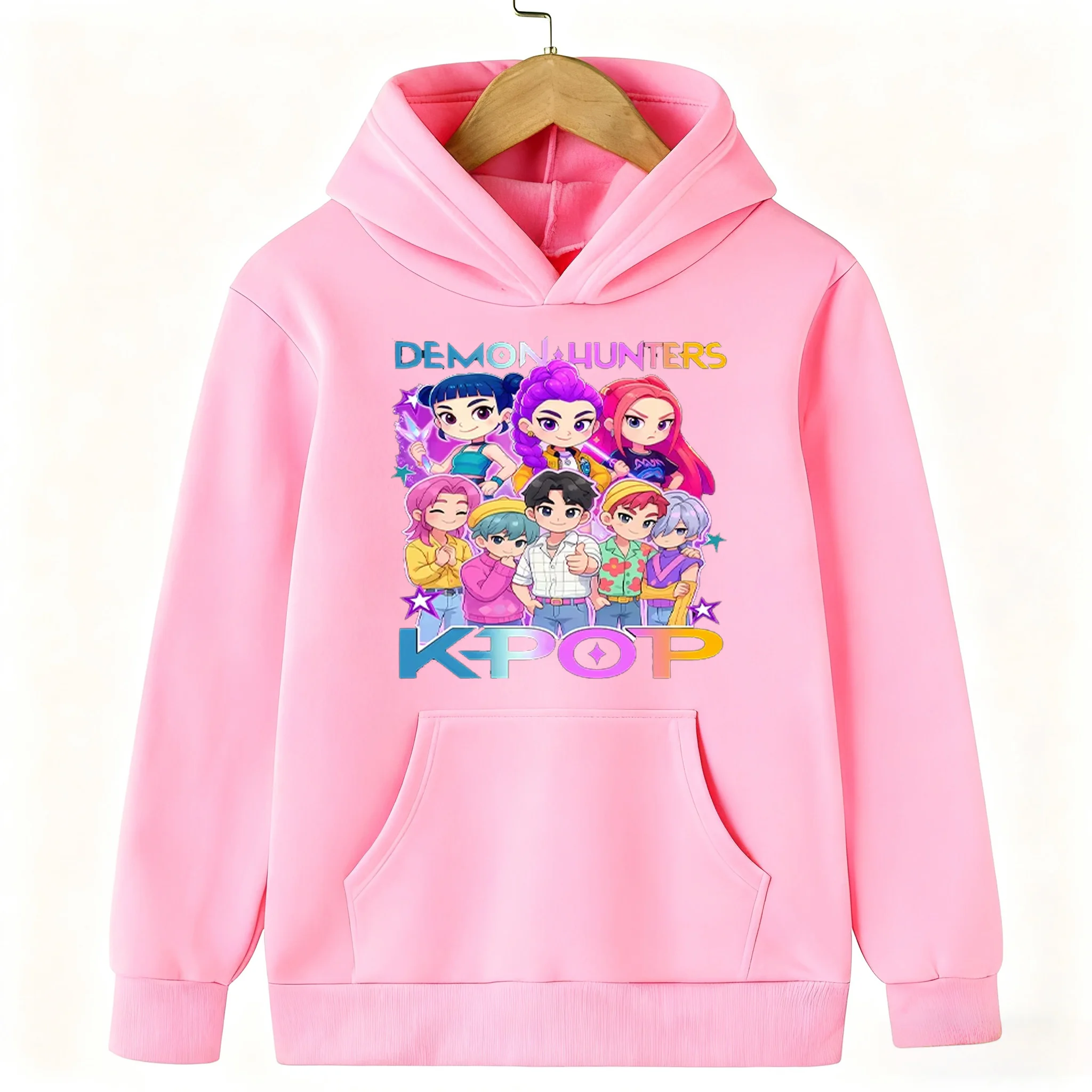 2026 جودة عالية الترويجية فتاة/الكبار شخصية كرتونية ملابس مطبوعة شيطان هنتر موضة عادية الخريف/الشتاء هوديي