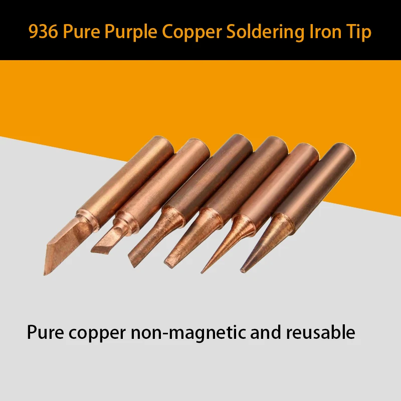 Pure Copper Electric Soldering Iron Tip Non-Magnetic 936 Soldering Iron Tip with Soldering Horn for Precision Welding