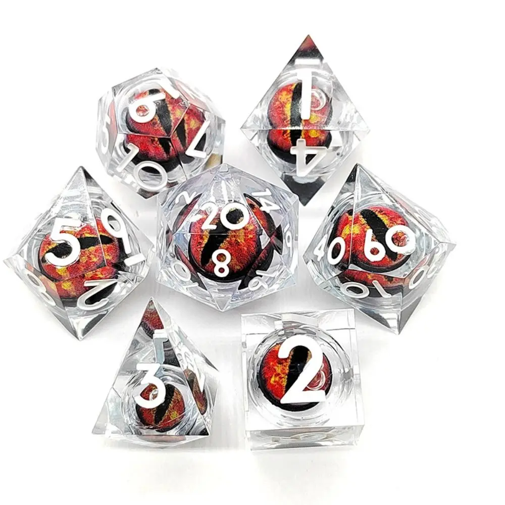 7PCS New Crystal Resin Dragon Eye Dice Board Game Home Ornaments Halloween Longan Dice Party Toys Game Dices Party