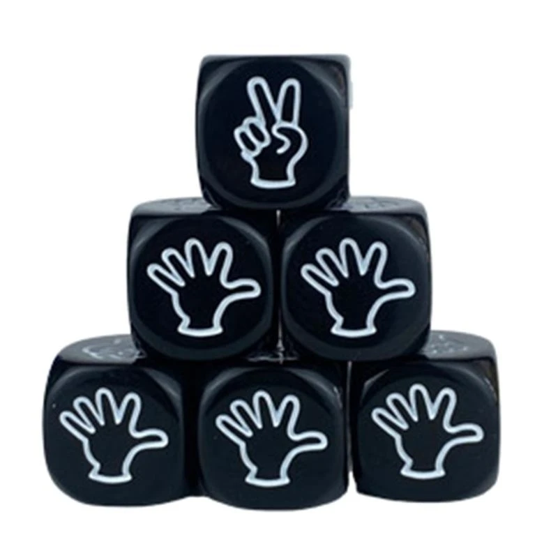 10Pcs Rock Paper Scissor Game Dices 6 Sided Acrylic Rounds Corner Dices Party Finger Guessing Game Dices Family Parties Game