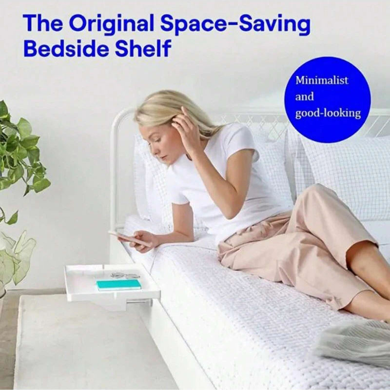 1pc Removable Bedside Storage And Finishing Rack, Bedside Rack, Bed Tail Storage Plate, Punch-Free Bedroom Bedside Shelf