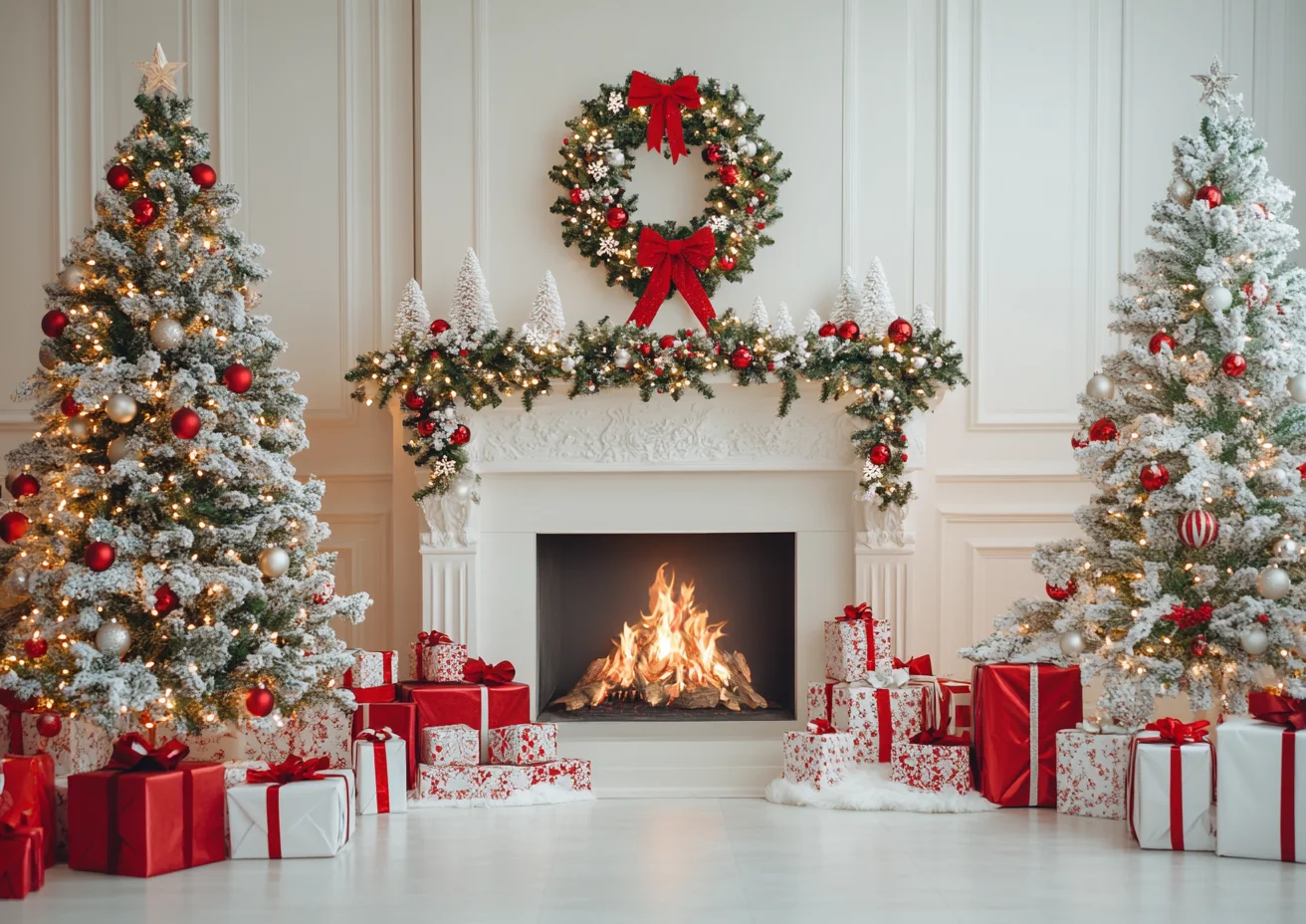 크리스마스 창 사진 배경 크리스마스 트리 벽난로 산타 클로스 베이비 파티 성인 가족 배경 장식 사진 스튜디오 소품