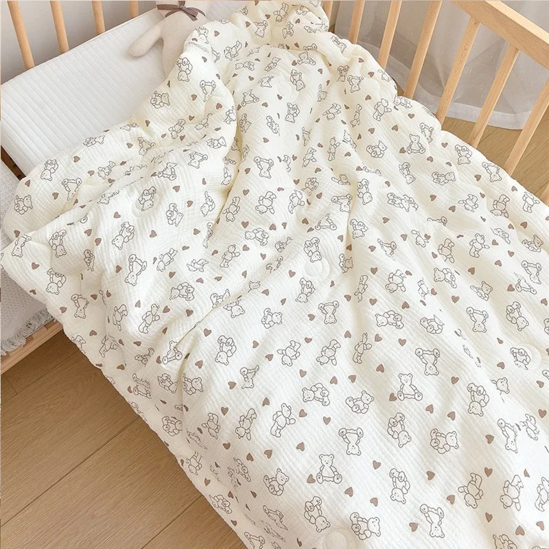 Cobertor de musselina bebê unisex, envoltório Swaddle recém-nascido, urso coreano, coelho quente, colcha de cama infantil para berço, inverno, Dropshipping