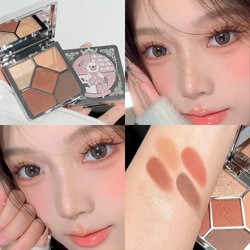 5色アイシャドウパレット パープルグリッター パールマットアイシャドウ シマーメイクアップ 長持ち レディースビューティーアイコスメティクス