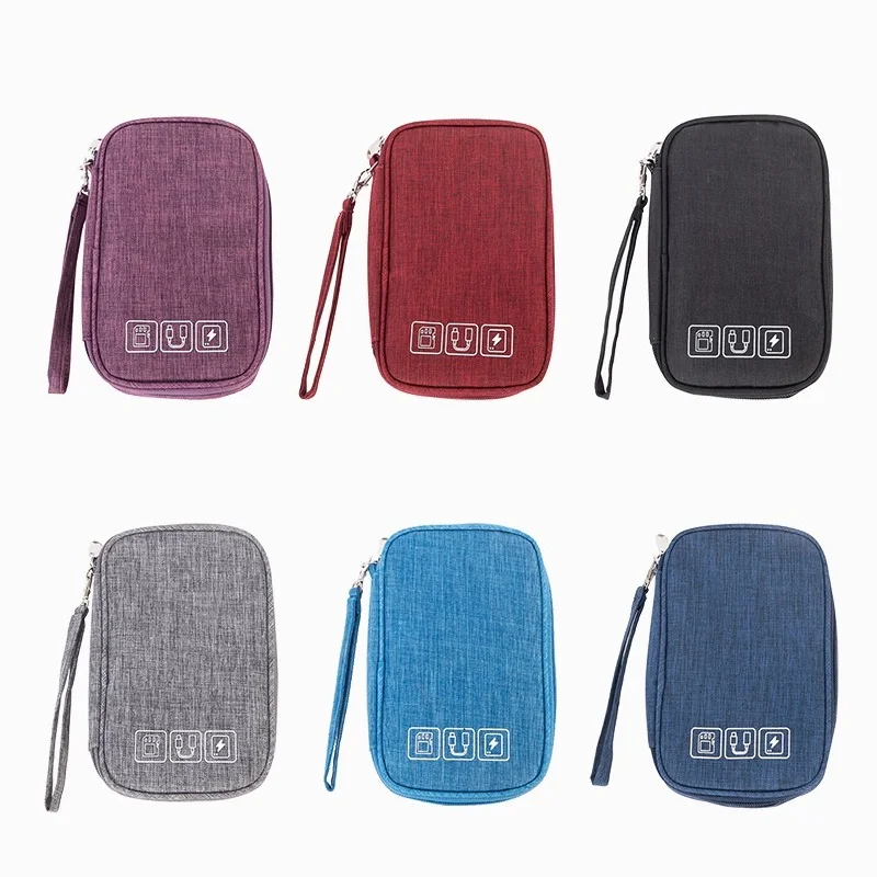 Large Capacity Storage Bag Data Cable Organizer Bag with Handle Multi-compartment Travel Accessories A7517